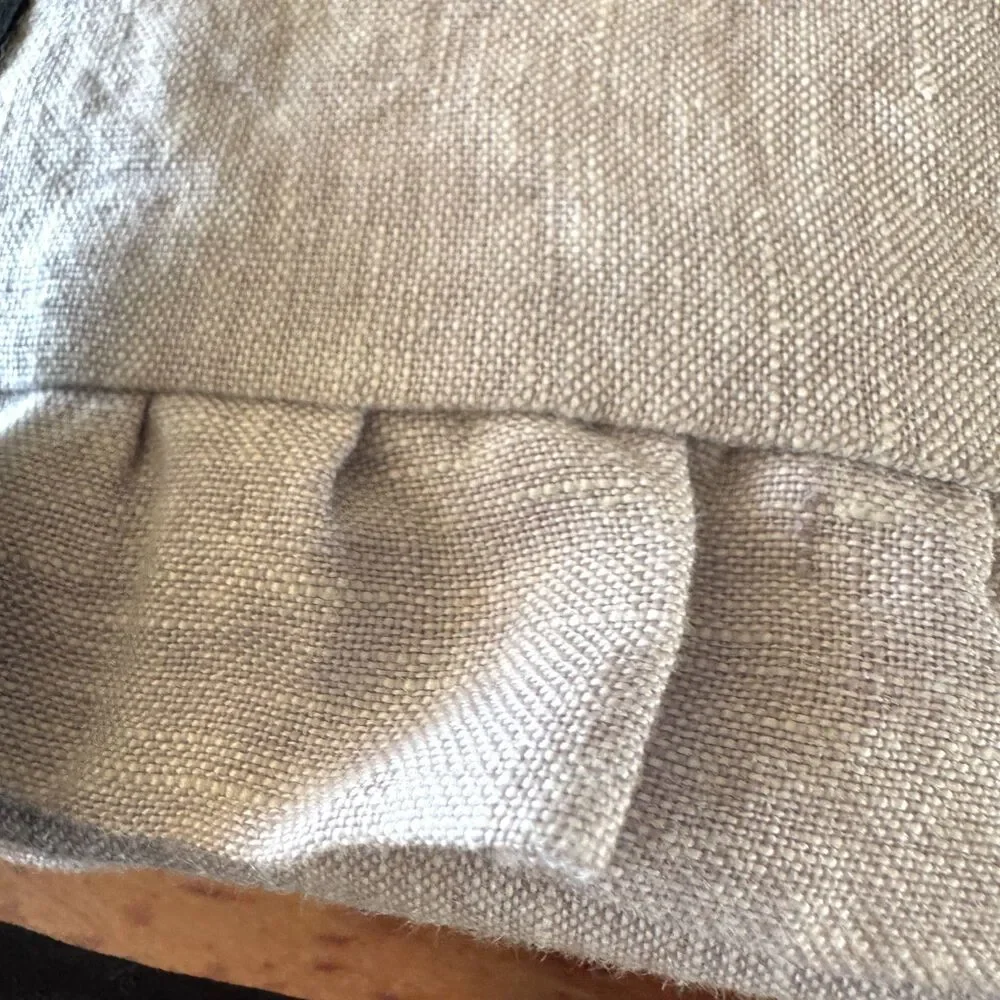 West Elm European Flax Linen Ruffle Standard Sham Gray/Lavender NEW